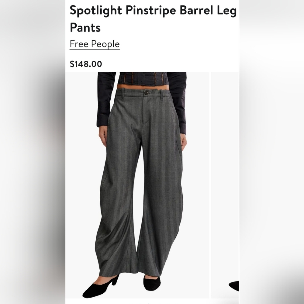 Free People Spotlight Pinstripe Barrel Leg Pants